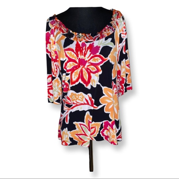 Colorful 3/4 Sleeve Blouse - Picture 1 of 6